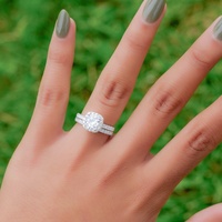 Bagues Solitaires Romantiques et Tendance en Argent S925 Plaqué Rhodium, Tailles Ovale, Cœur, Poire, Princesse, Ensemble Bague de Fiançailles et Alliance pour Fête
