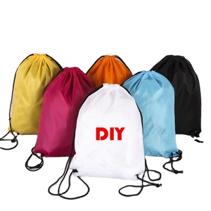 Eco-friendly Drawstring Bag Custom logo Promotional White Plain Gym Polyester Drawstring Backpack
