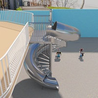Escalier en colimaçon extérieur personnalisé pour enfants avec toboggan de jardin de luxe en acier inoxydable 304 avec toboggan extérieur pour échappatoire incendie