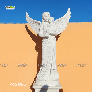 Escultura de Ángel Alado de Mármol Blanco Estilo Europeo, Estatua de Ángel Tallada a Mano para Jardín, Parque, Villa, Diseño Personalizado - Product Image 3