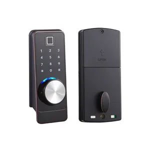 Lecteur d'empreinte digitale biométrique sans clé, avec application sur le bouton rond, clavier numérique, verrouillage de porte intelligente pour appartement piscine