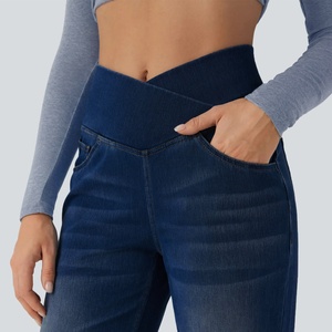 Jean taille haute colombien pour femme, effet push-up, contrôle du ventre, en denim - Product Image 4