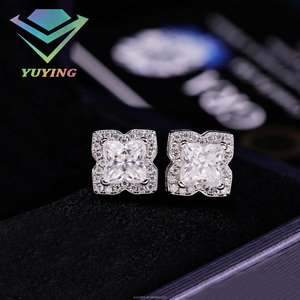 Boucles d'oreilles papillon populaires, diamants moissanite VVS, plaqué or, argent sterling 925, testeur de diamants inclus, certificat GRA, unisexe - Product Image 1
