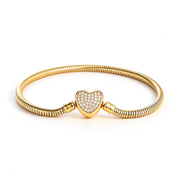 Bracelet chaîne maille serpent ronde solide en acier inoxydable PVD or 18 carats avec fermoir classique cœur couronne, bijoux étanches DIY, vente en gros