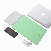 Étui pour ordinateur portable en cuir PU avec logo embossé, bord cousu, imperméable, sac intérieur pour tablette PC