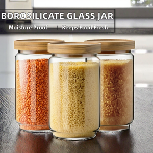 Bocaux en verre borosilicate de qualité alimentaire 2026 en gros, pots à épices modernes pour cuisine avec couvercle en bambou, compatibles lave-vaisselle - Product Image 2