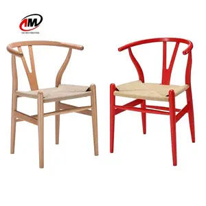 Grosir Cina Murah Kayu Solid Hans Wegner Wishbone Kursi Makan Y dengan Tali Kursi