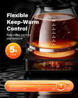 Cafetière programmable, 2 modes de préparation, plaque chauffante réglable, réservoir d'eau de 1,6 L, fonction de retard de préparation - Noir