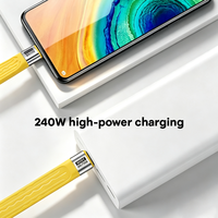 Câble plat flexible USB4 80 Gbps USB-C vers USB-C, kit de charge rapide 240 W, sortie vidéo avec adaptateur en alliage d'aluminium et porte-clés