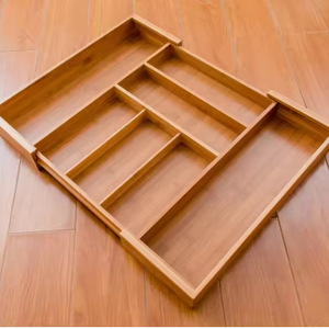 Organisateur de tiroir en bambou extensible, plateau à couverts, plateaux de rangement rectangulaires, boîte de rangement de bureau, organisateurs de cuisine - Product Image 4