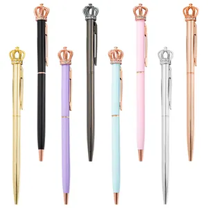 Factory Stock Small Diamond Twist Pen Custom Logo Metal Crown Diamond Ballpoint Pen