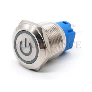 19MM 5 Pin Anti-Rust Stainless Steel Housing Self-Locking Car Push Button Switches With Light