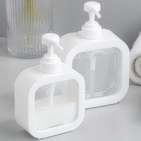 Emballage en plastique personnalisé de luxe, flacon carré de 300 ml et 500 ml, flacon de savon liquide pour les mains, flacon de shampoing, flacon pompe pour lotion en plastique