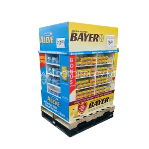 HOT New Portable 3 Tier Cardboard Shelf Ready Paperboard Portable Store Advertising Medicine Floor Display Stand