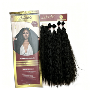 Adorable Shine Mèches <span class=keywords><strong>de</strong></span> cheveux synthétiques Afro-Kinky Deep-Wave avec closure assortie, résistantes à <span class=keywords><strong>la</strong></span> chaleur, sans nœuds, extensions à tresser en <span class=keywords><strong>fibre</strong></span> - Product Image 4