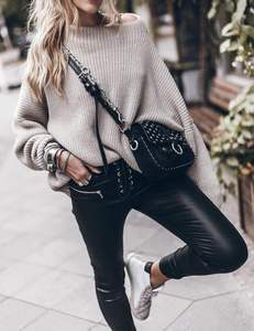 New Fashion Women's Korean Style Batwing Sleeve <strong>Jumper</strong> Tops Knit Pullover Sweater (customizable) - Product Image 5