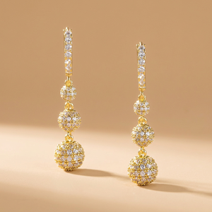 Pendientes de Bola con Diamantes Cultivados en Laboratorio, Elegantes y Lujosos, Plata de Ley 925, Certificados por IGI, Joyas IKYRAA - Product Image 1