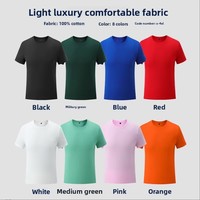 Kaos Katun Organik 500g Rajutan Kerah Bulat Lengan Pendek Penyerap Keringat Longgar dengan Cetakan Embos di Depan Logo Kustom Unisex