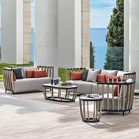 Canapé d'extérieur de luxe en teck, ensemble de loisirs pour villa, style nordique moderne, table basse en bois massif détachable, mobilier de patio, jardin, cour