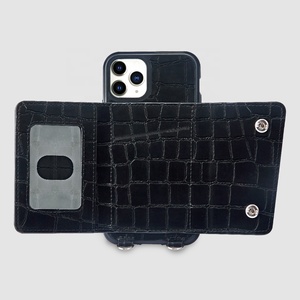 Pour iPhone 11 Pro Max Bandoulière Noir Collier De Lanière Bandoulière Portefeuille En Cuir <span class=keywords><strong>Housse</strong></span> de Téléphone Avec Sangle - Product Image 3