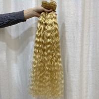 Extensions de cheveux Remy blonds ondulés européens de haute qualité, tissage double trame à la machine, non traités, 100 % cuticules alignées