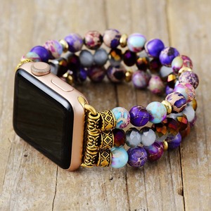 Bracelet perlé pour Apple Watch, bracelet élastique en pierre naturelle, bijoux de mode pour Apple Watch - Product Image 1
