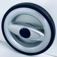 Roue arrière de poussette pour bébé de 7 pouces, pneu en mousse PU, plastique, capacité de charge de 20-25 kg et dureté du pneu de 75-80A pour poussette de bébé