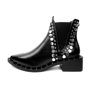 Diseño personalizado Exquisitas botas de tacón alto para mujer Botas de cuero con remaches puntiagudos Versátiles mujeres elegantes y de moda - Product Image 1