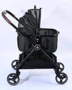 कुत्ते के लिए लिनन भंडारण टोकरी के साथ फोल्डेबल डिचेबल कुत्ते ट्रॉली का निर्माण, हल्के फ्रेंडली चार पहिया 25 किलोग्राम क्षमता - Product Image 2