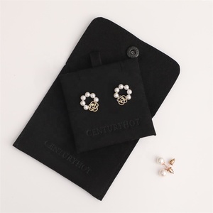 PUPPYSEW Black Microfiber Jewelry Bag With Logo High Quality Jewellery Pouch With Insert Gift Bag Velvet Pouch - Product Image 2