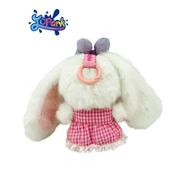 Tourner les yeux lapin vinyle visage peluches porte-clés personnalisé Mini boîte aveugle en peluche jouet Flexible bras jambe porte-clés en peluche pour sac pendentif