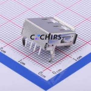 U-USBAR04P-F002 <b>USB</b> Connector Bent Lead Through Hole Connector Type-<b>A</b> <b>USB</b> <b>2.0</b> Female Right Angle Insert - Product Image 2