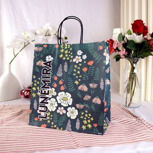Biodegradable Customized Paper Bag Brown Shopping Packaging with Handle Kraft Paper Bag for Coffee Shop Bakery - Product Image 3