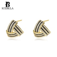 ICEBELA 2026 Nouveauté Boucles d'oreilles pour femmes Bijoux Femme Argent sterling 925 Plaqué or Zircon Boucles d'oreilles triangulaires délicates pour filles