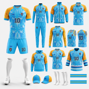 Kit de football personnalisé OEM ODM avec logo, nom et numéro, en polyester à séchage rapide et anti-humidité, imprimé numériquement par sublimation pour équipes adultes - Product Image 1