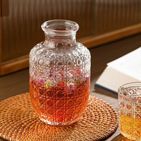 Tasse à boisson en verre au design créatif, style Ins rétro, avec motifs en relief pour jus de fruits et thé aux fleurs, ensemble de tasses et de pot