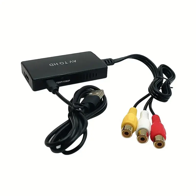 Support 1080P PAL/NTSC RCA AV to HDMIAdapter Composite to HDMIConverterCompatible with WII WII U/PS One PS2/3 STB Xbox VHS