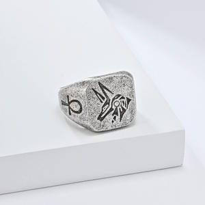 Vintage Anubis Guardian God Titanium Steel <b>Ring</b> Men's Ancient Egyptian Jackal Head Jewelry Gift Silver Color - Product Image 4