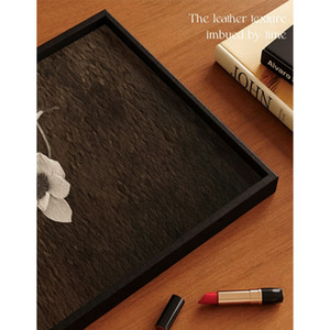 Zenos Vintage PU Leather Rectangular Decorative Luxury Storage Tray TRAY-LP for Home <b>Decor</b> - Product Image 2