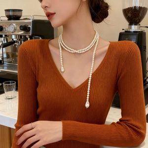 Women's Long Pearl Necklace Imitation Pearl Round Sweater Chain Multi Layer Gift Fashion Jewelry - Product Image 5