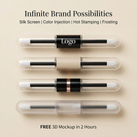 Tubes de brillant à lèvres vides en PETG double compartiment de 3,5 ml, transparents, à paroi épaisse, avec applicateur, pour huile à lèvres, en vrac, personnalisables OEM