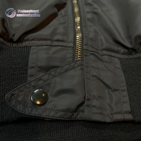 Blousons d'aviateur personnalisés de haute qualité pour hommes de style de rue pour l'hiver à la fac-Fermeture à glissière Tissu en toile noire