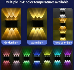 Lámpara Solar de Pared, Lámpara Decorativa para Patio Exterior, Luz Ambiental con Iluminación Superior e Inferior para Pared del Hogar, Aplique de Pared LED con Energía Solar - Product Image 6