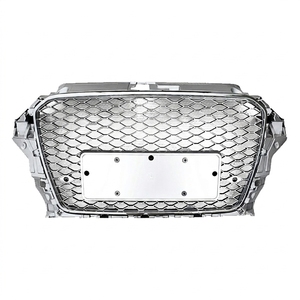 Grille de pare-chocs avant style RS3 en maille nid d'abeille chromée argentée pour <span class=keywords><strong>AUDI</strong></span> A3 8V 2013-2016, modification de rechange - Product Image 2