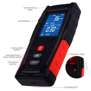 เครื่องวัดรังสีดิจิตอล เครื่องทดสอบ EMF สำหรับสนามไฟฟ้าและสนามแม่เหล็ก หน้าจอสี ฟังก์ชั่นล็อคข้อมูล ฟังก์ชั่นสัญญาณเตือน หน่วยที่สามารถสลับได้ - Product Image 4