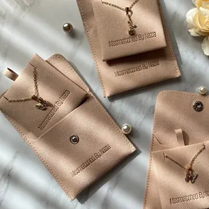 beige bulk personalized jewelry packaging bag custom logo envelope bag fashion small envelope bag micro fiber pouch