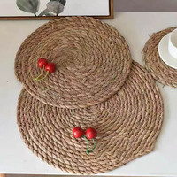 Assiettes rondes personnalisées en rotin, tapis de table tressés en osier, style rustique campagnard pour la salle à manger