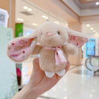 Porte-clés en peluche promotionnel, animal en peluche doux, lapin en peluche personnalisé, mini porte-clés en peluche avec étiquette personnalisée