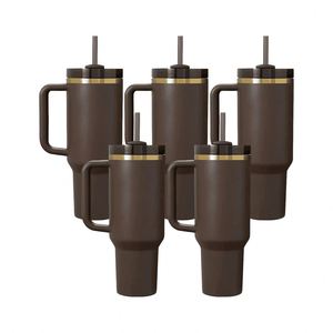 Custom LogoBulk H2.0 30oz Stainless Steel Tumblers Powder Coated Vacuum Insulated Lid Chocolate Gold Laser Engraving - Product Image 1
