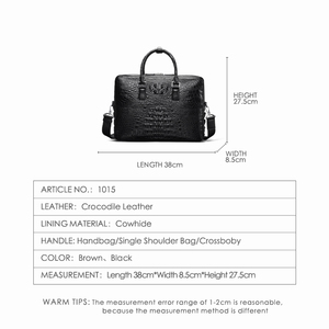 Bolso de Mano de Cuero de Cocodrilo Siamés para Hombre, Bolso de Negocios de Cuero Genuino, Maletín de Cuero Genuino de Gran Capacidad - Product Image 6
